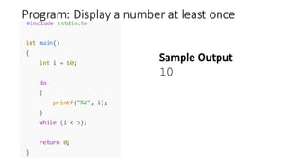 Looping Statements programming in C with examples | PPTX