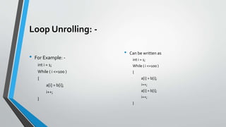 Loop optimization | PPT