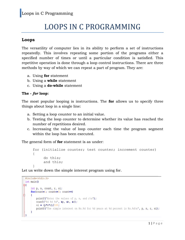 Loops in C Programming | for Loop | do-while Loop | while Loop | Nested ...