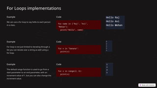 Loops in python including control statements and various test cases | PPT