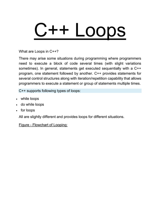 Loops in c++ | PDF