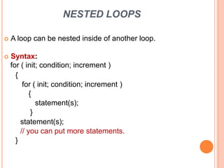 Loops in c | PPTX | Programming Languages | Computing