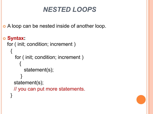 Loops in c | PPTX | Programming Languages | Computing