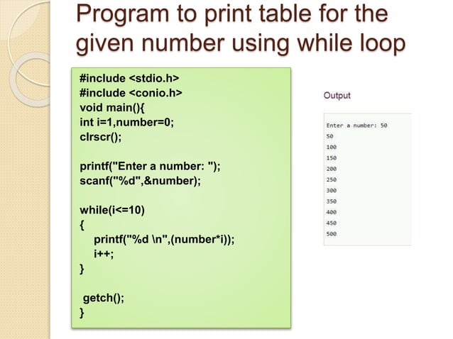 Loops in c language | PPT