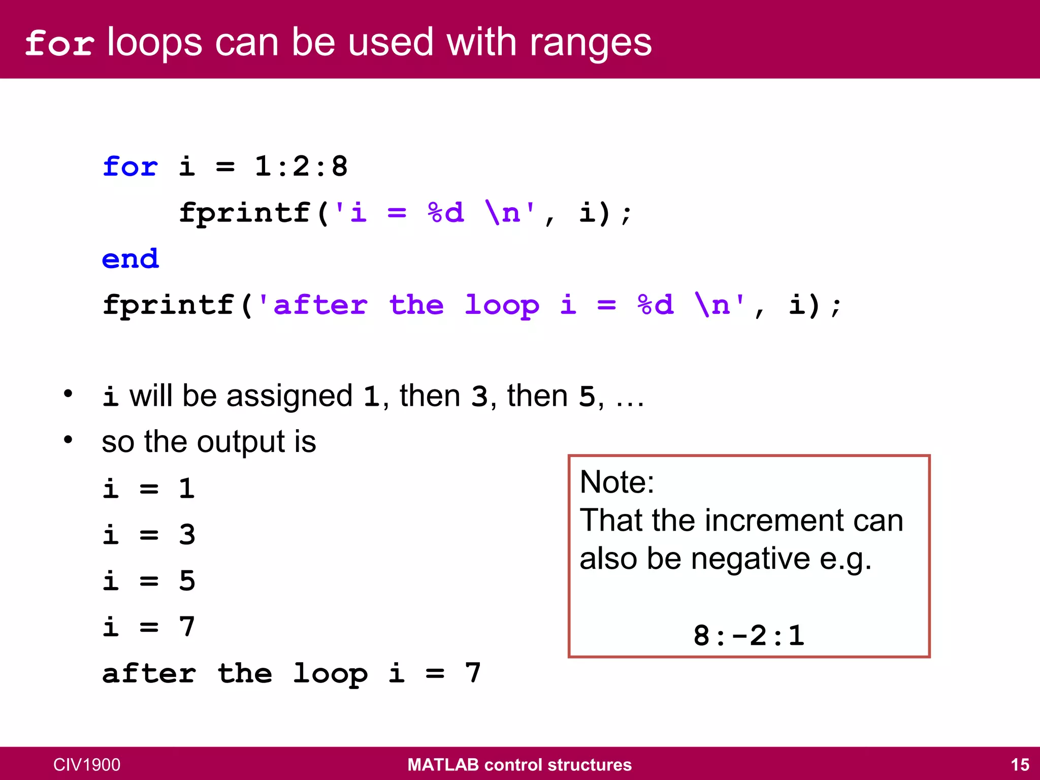 Loops in matlab | PPT