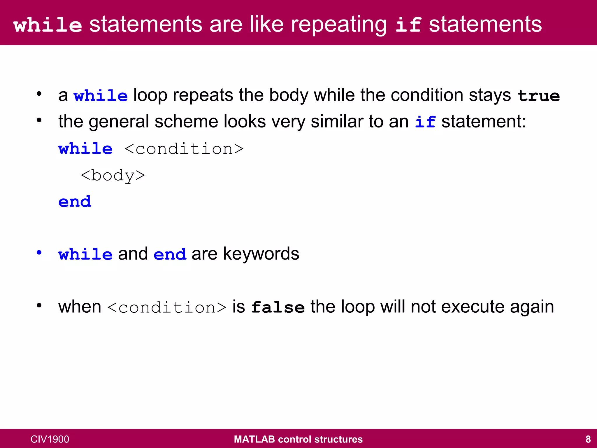 Loops in matlab | PPT