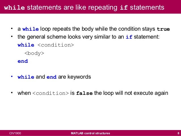Loops in matlab
