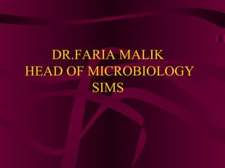 DR.FARIA MALIK
HEAD OF MICROBIOLOGY
SIMS
 