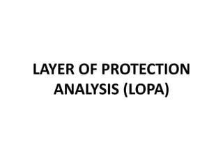 LAYER OF PROTECTION
ANALYSIS (LOPA)
 