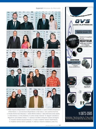 Especial Decanos do Mercado
WWW.MUSICAEMERCADO.COM.BR 107
1. Paulo Faysano (Royal Music) e Cauê Custódio (Roland); 2. Lúcio e Andrea Grossmann
(Pride Music); 3. Luiz Sacoman (Royal Music) e Fabi Aoki; 4. Jair Lazarini (FoxTrot);
5. Priscila Storino (Izzo Musical); 6. André Oliveira (Habro); 7. Akira Murooka (Casio Japão);
8. Célio Bottura Jr. (Fritz Dobbert); 9. Carlos Araújo (Vanral); 10. Wagner Camoleze e
Miguel De Laet (Golden Guitar); 11. Vanessa Carvalho e Eduardo Cubano (Octagon);
12. Evandro Simões (Suzuki Musical); 13. Paula e Vladimir Teixeira (Wolf Music);
14. Paulinho Sorriso (Orion Cymbals); 15. Márcia e Roberto Sallaberry (Alto Pro).
1. Paulo Faysano (Royal Music) e Cauê Custódio (Roland); 2. Lúcio e Andrea Grossmann1. Paulo Faysano (Royal Music) e Cauê Custódio (Roland); 2. Lúcio e Andrea Grossmann
mm58_decano.indd 107 14/12/11 19:44
 