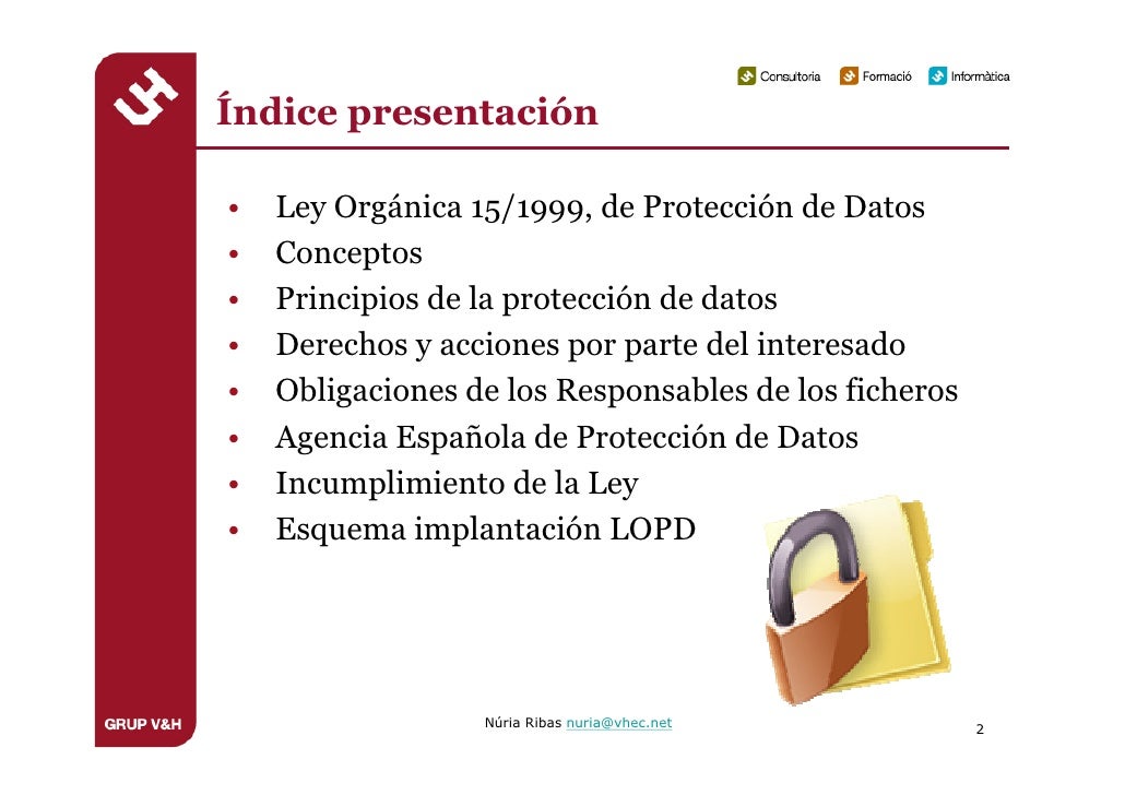LOPD Ley Orgánica de Protección de Datos