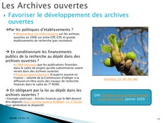 Il existe un déséquilibre entre les Sciences humaines et sociales et les Sciences dures, l’Economie et le droitAu niveau des modèles économiquesCoexistent des revues en accès ouvert complet et des revues à barrière mobile ou embargo (Cairn)