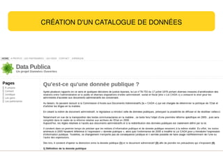 CRÉATION D'UN CATALOGUE DE DONNÉES
 