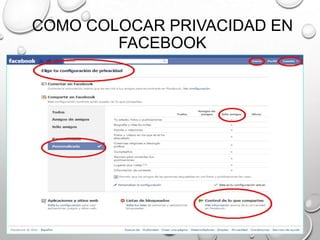 COMO COLOCAR PRIVACIDAD EN
FACEBOOK

 