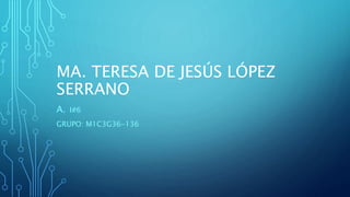 MA. TERESA DE JESÚS LÓPEZ
SERRANO
A. I#6
GRUPO: M1C3G36-136
 