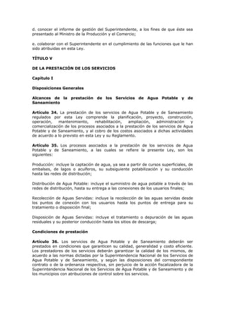 Ley Orgánica prestación de agua potable. | PDF