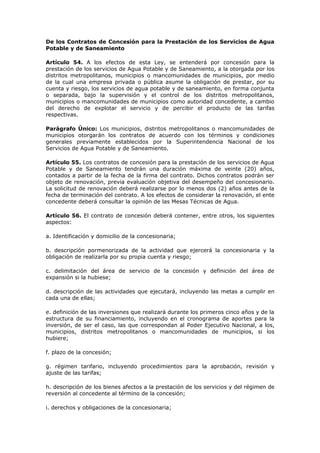 Ley Orgánica prestación de agua potable. | PDF