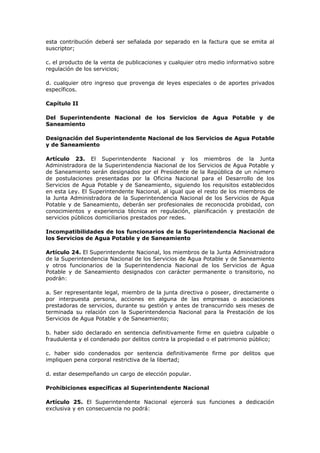 Ley Orgánica prestación de agua potable. | PDF
