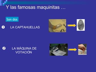 Y las famosas maquinitas … LA CAPTAHUELLAS   LA MÁQUINA DE VOTACIÓN Son dos 