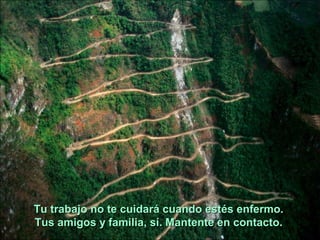 Tu trabajo no te cuidará cuando estés enfermo.
Tus amigos y familia, sí. Mantente en contacto.
 