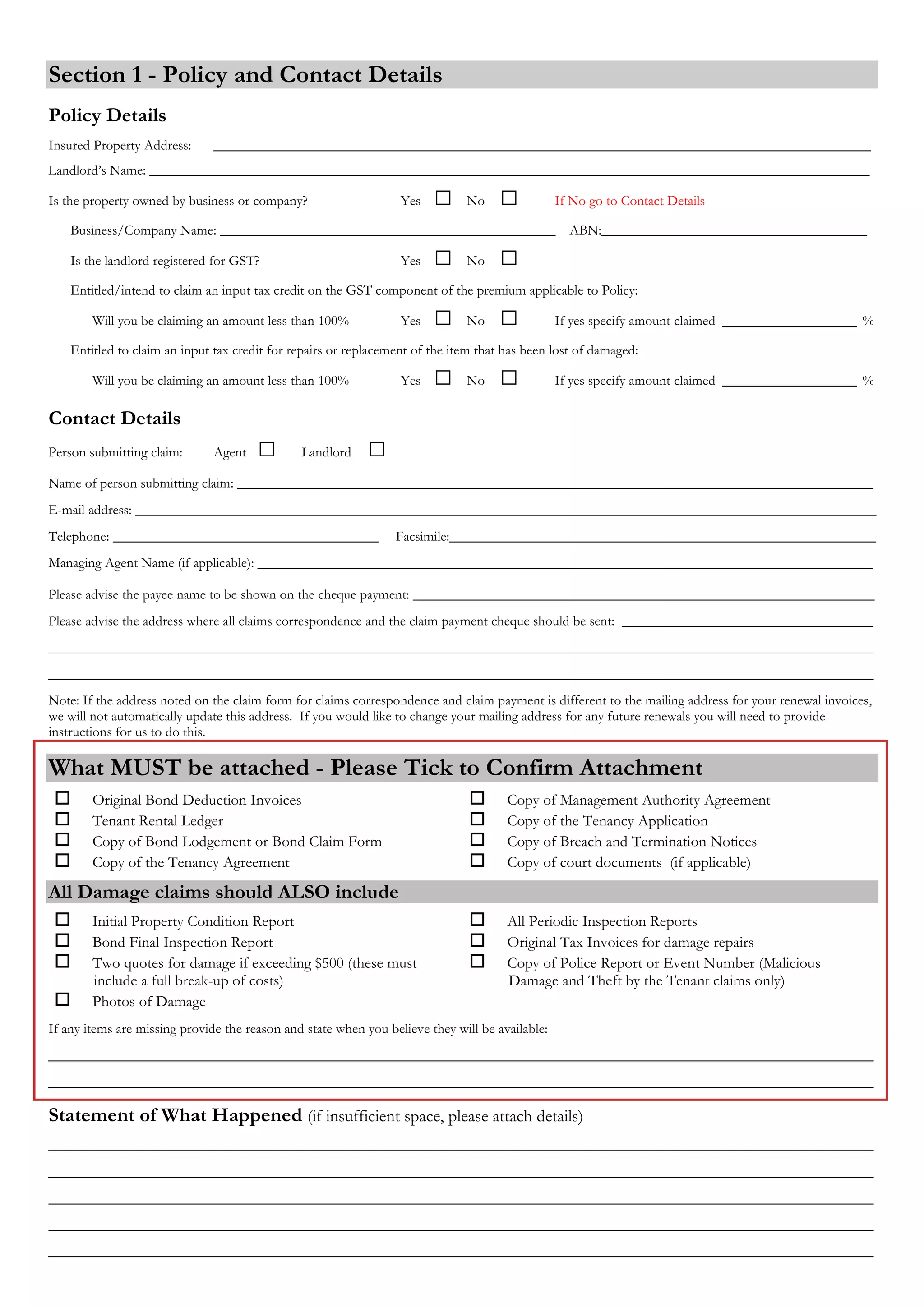 Loss of Rent, Tenant-damage-claim-form | PDF