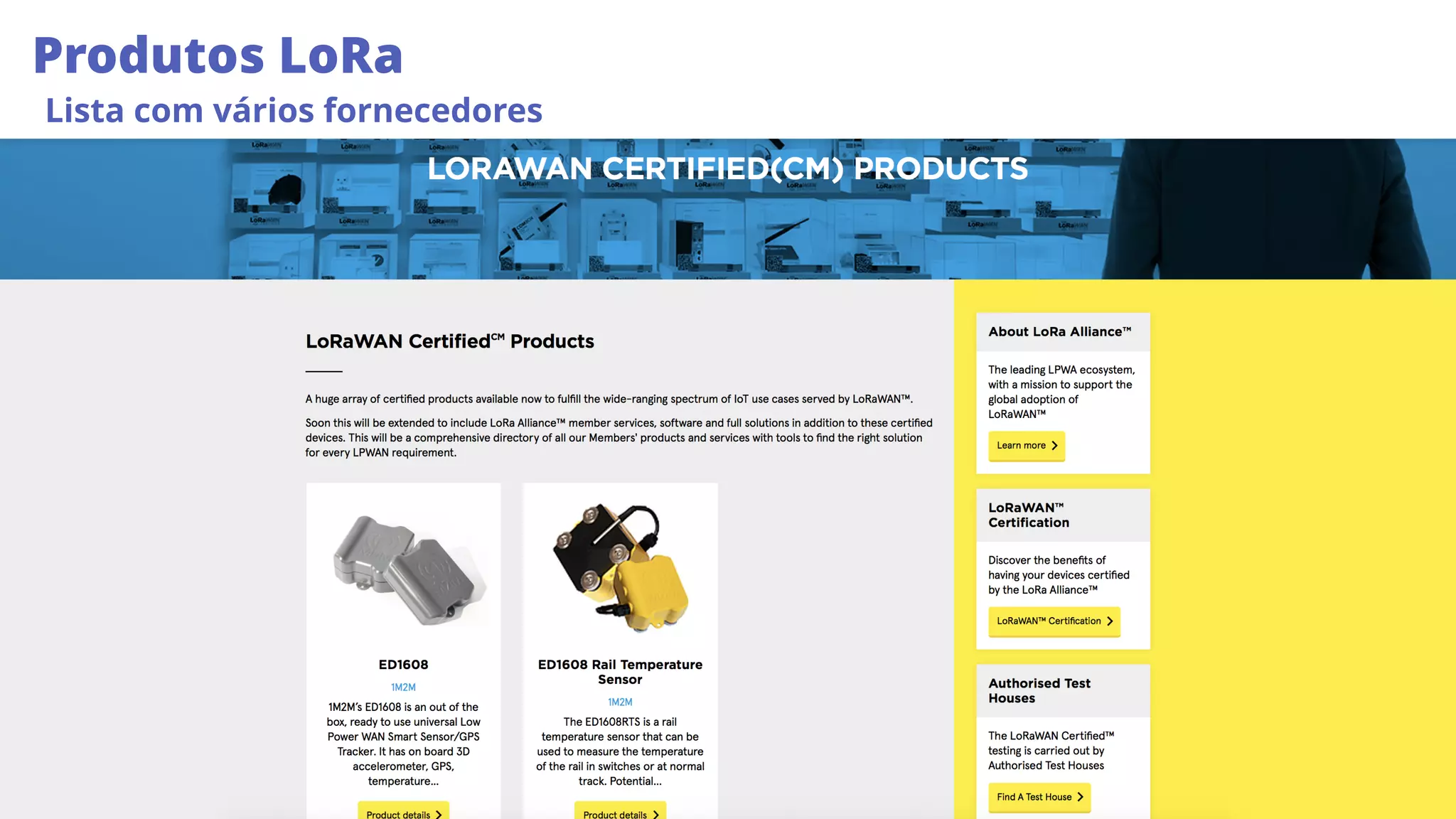 22
Produtos LoRa
Lista com vários fornecedores
 