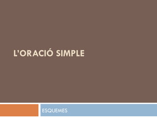 L’ORACIÓ SIMPLE ESQUEMES 