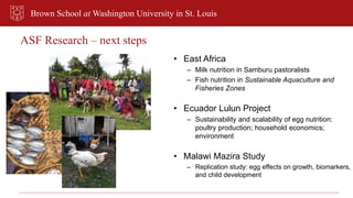Brown School at Washington University in St. Louis
ASF Research – next steps
• East Africa
– Milk nutrition in Samburu pas...