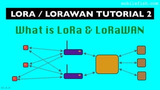LORA / LORAWAN TUTORIAL 2
mobilefish.com
What is LoRa & LoRaWAN
v1.0.0
 