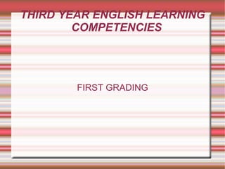 THIRD YEAR ENGLISH LEARNING COMPETENCIES FIRST GRADING 