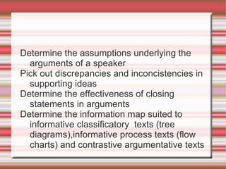 Use attentive listening with informative texts and analytical and critical listening with argumentative texts 