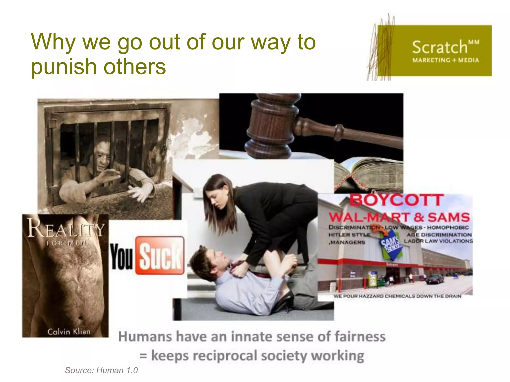 Why we go out of our way to
punish others




   Source: Human 1.0
 
