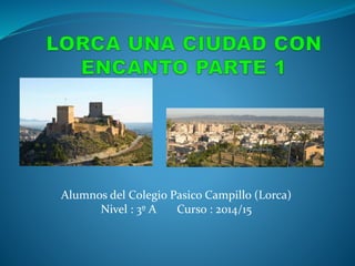 Alumnos del Colegio Pasico Campillo (Lorca)
Nivel : 3º A Curso : 2014/15
 
