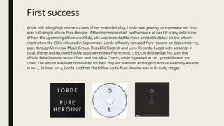 First success
While still riding high on the success of her extended play, Lorde was gearing up to release her first-
ever...