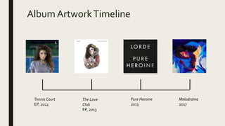 Album ArtworkTimeline
Tennis Court
EP, 2013
The Love
Club
EP, 2013
Pure Heroine
2013
Melodrama
2017
 