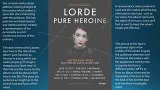 She is shown with a direct
address, looking straight at
the camera which makes it
seem like she's interacting
with the aud...