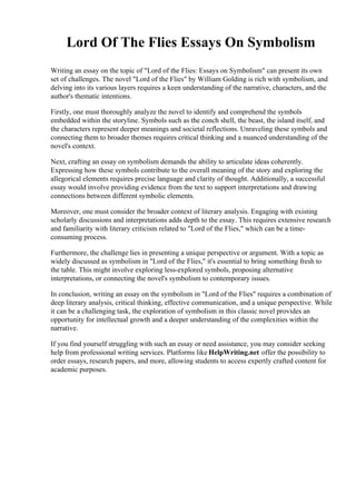 Lord Of The Flies Essays On Symbolism.pdf