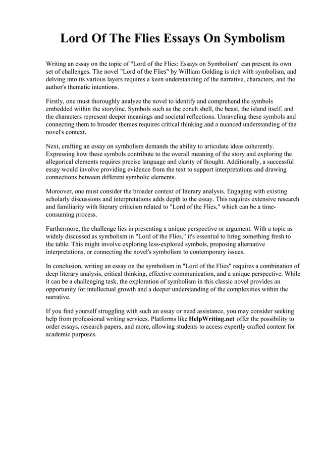 Lord Of The Flies Essays On Symbolism.pdf