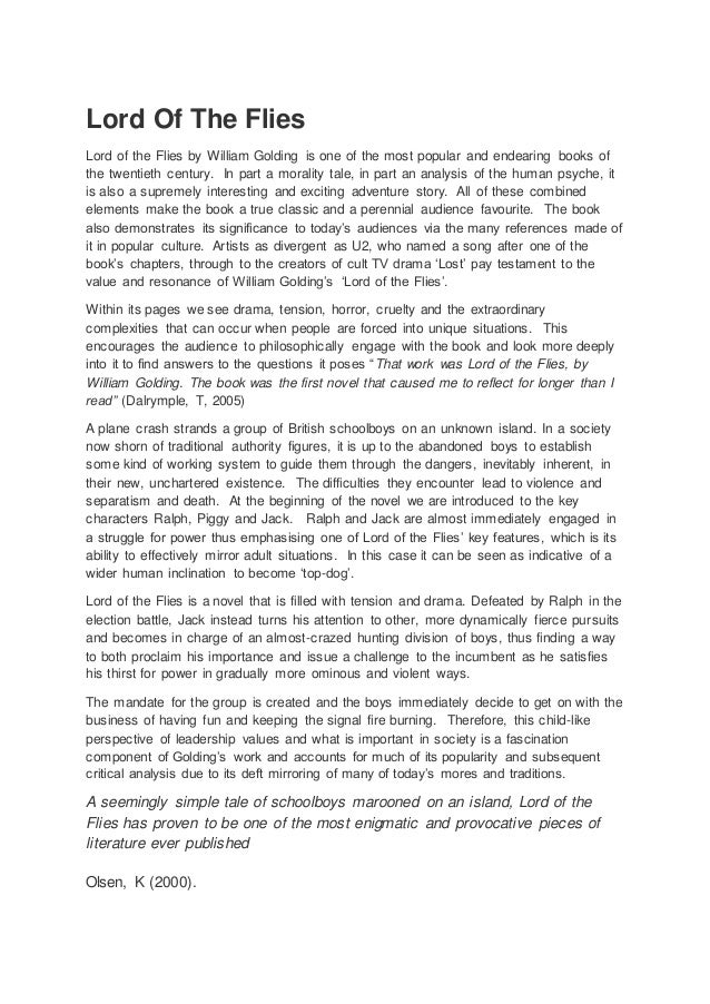 High School Personal Statement Sample Essays Lord Of The Flies Lord Of The Flies By William Golding Is One Of The Most Thesis Essay also Essay Writing Scholarships For High School Students Lord Of The Flies Example Essay Format Example For High School