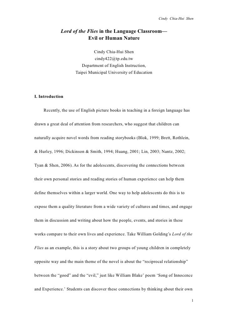 Lord of the flies paper