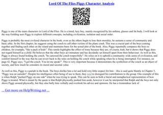 Lord Of The Flies Piggy Character Analysis | PPT