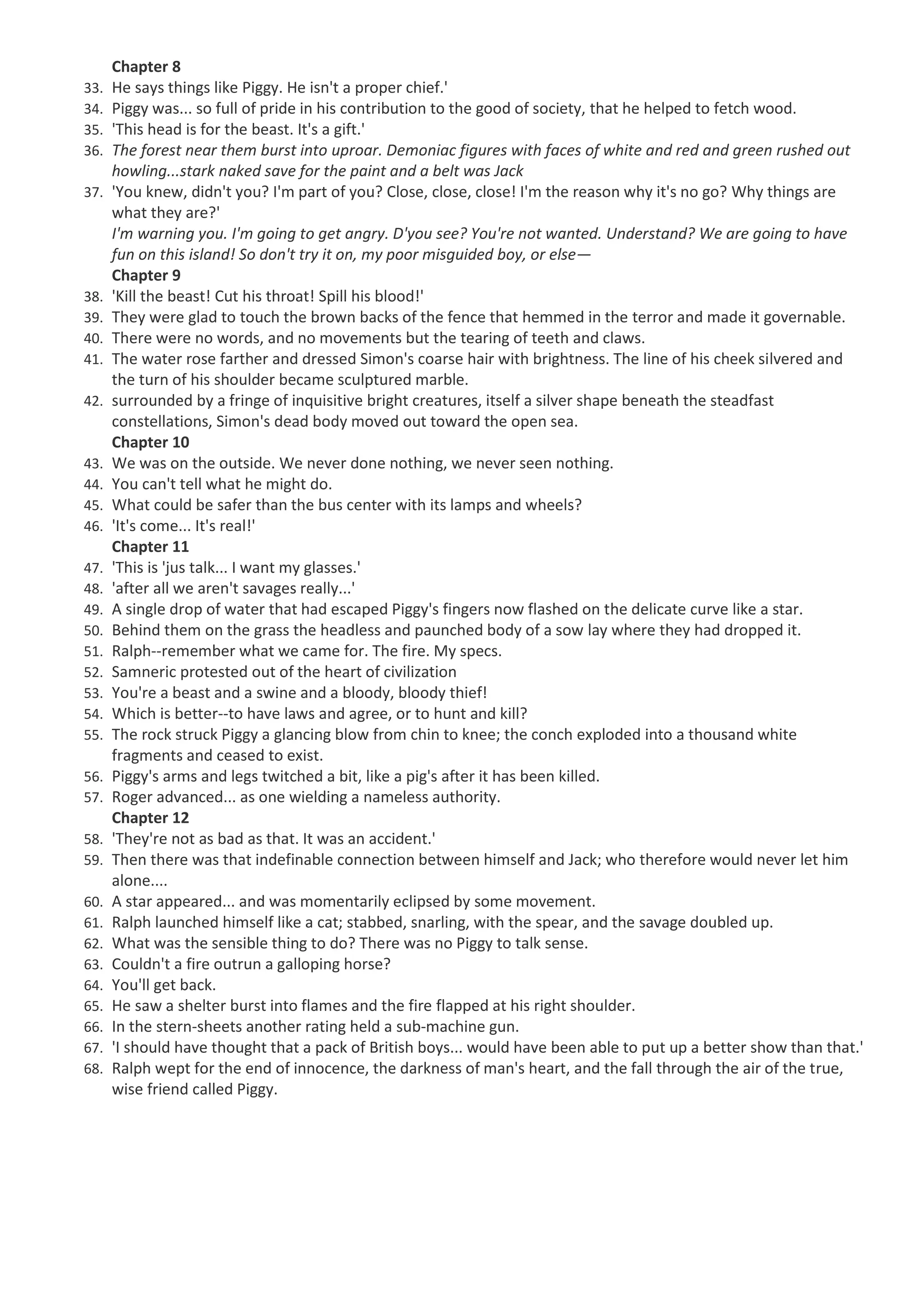 Lord of the flies quotes worksheet | DOCX, image size:2048x2896