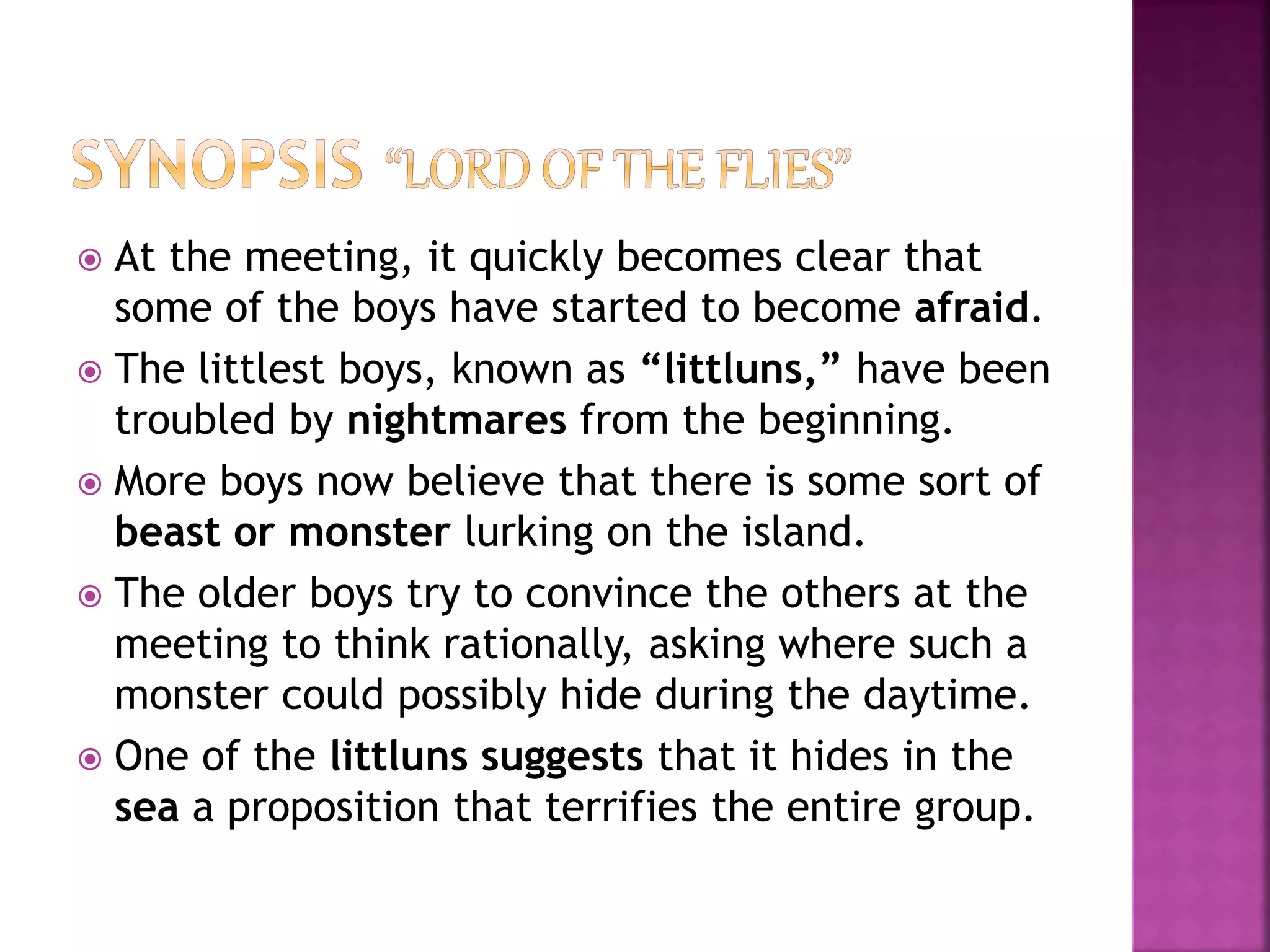 Lord of the flies synopsis | PPT