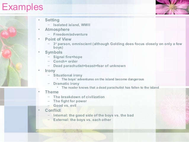 lord of the flies irony essay A literary breakdown of the novel, “the lord of the flies” including the elements of irony, realism and surprise “lord of the flies” 1 irony – a saying, happening, or situation that is apparently contrary to what is intended or desired. lord of the flies irony essay A literary breakdown of the novel, “the lord of the flies” including the elements of irony, realism and surprise “lord of the flies” 1 irony – a saying, happening, or situation that is apparently contrary to what is intended or desired.