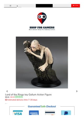  0 ITEMS
LOG IN
Color
White
Sale Ends Once The Timer Hits Zero!
Item Type: Model
Lord of the Rings toy Gollum Action Figure
$59.34 $35.56 SAVE $23.78
 Estimated delivery time 7-30 days
 