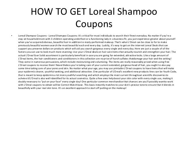Loreal Shampoo Coupons - Printable Loreal Shampoo Coupons