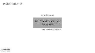 INVESTIMENTO
BRUTO NEGOCIADO:
R$ 181.600
 