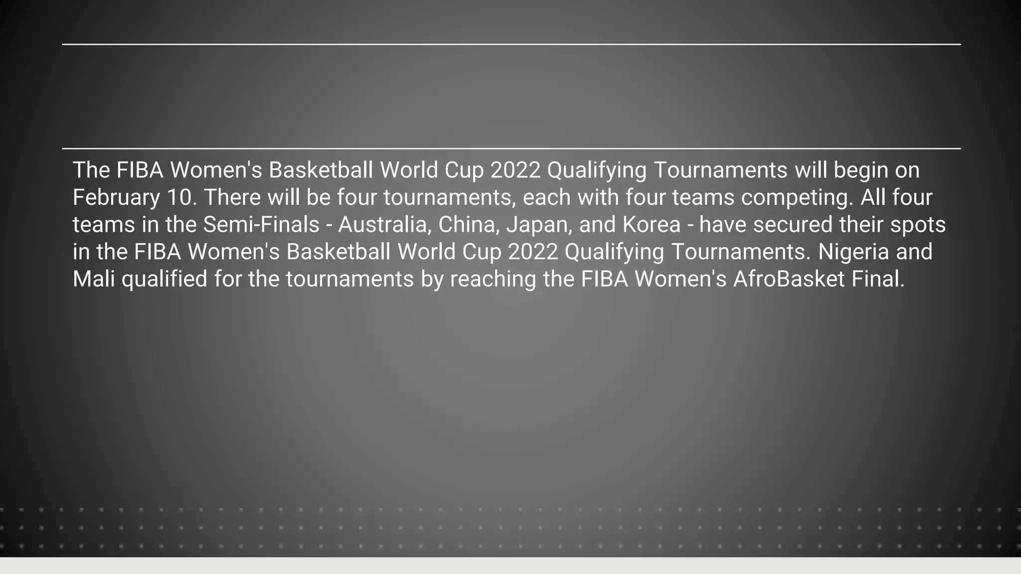 Qualifying Teams for the FIBA Basketball World Cup 2022 PPT