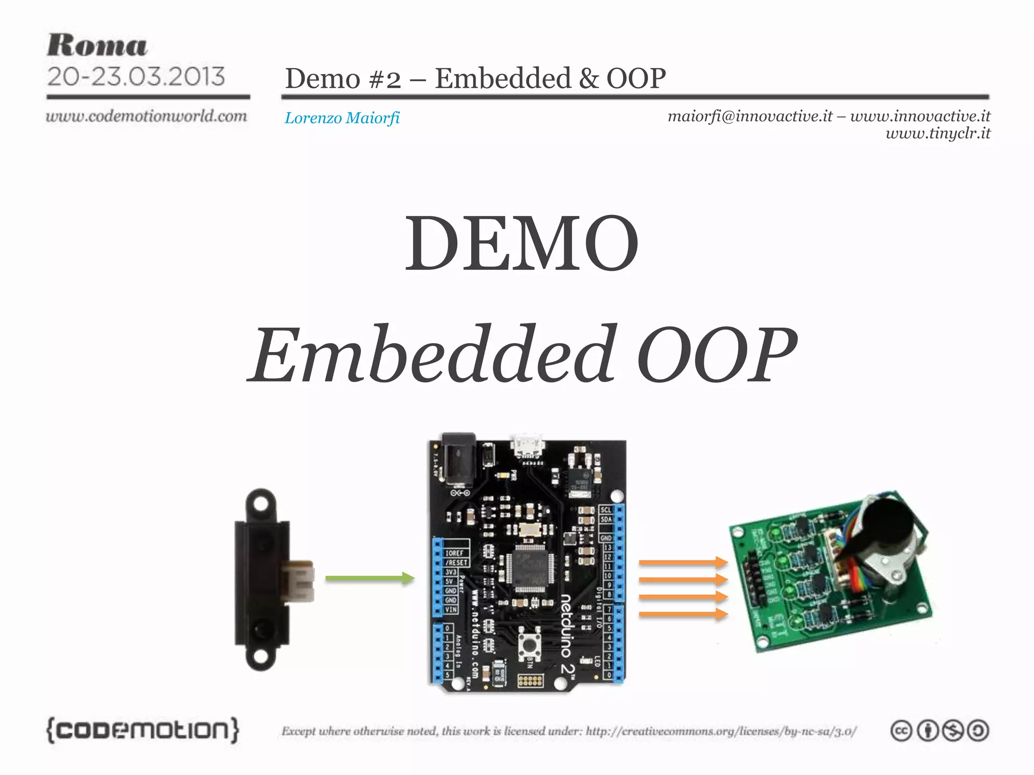 Demo #2 – Embedded & OOP
Lorenzo Maiorfi maiorfi@innovactive.it – www.innovactive.it
www.tinyclr.it
DEMO
Embedded OOP
 