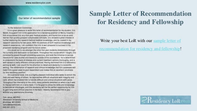 top 9 letters of recommendation for medical residency samples sample letter of recommendation medical residency